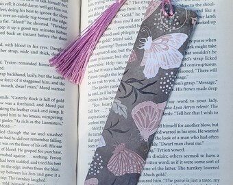 Sage and Rose Metal Bookmark, leaves and butterflies bookmark, book lovers gift