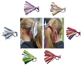 Cheerleader hair streamer bows, lots of different colourways