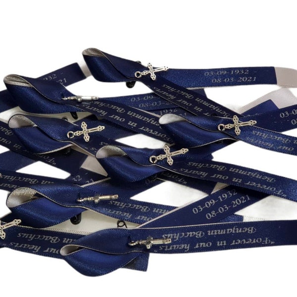 Personalised Double Layer Memorial Bows with Heart or Cross Charm, In Loving Memory, Memorial Ribbons