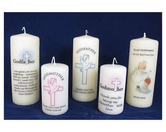 Personalised Godmother & Godfather candles