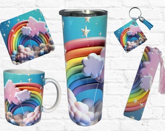 Rainbow bookmark, rainbow keyring, rainbow gift set