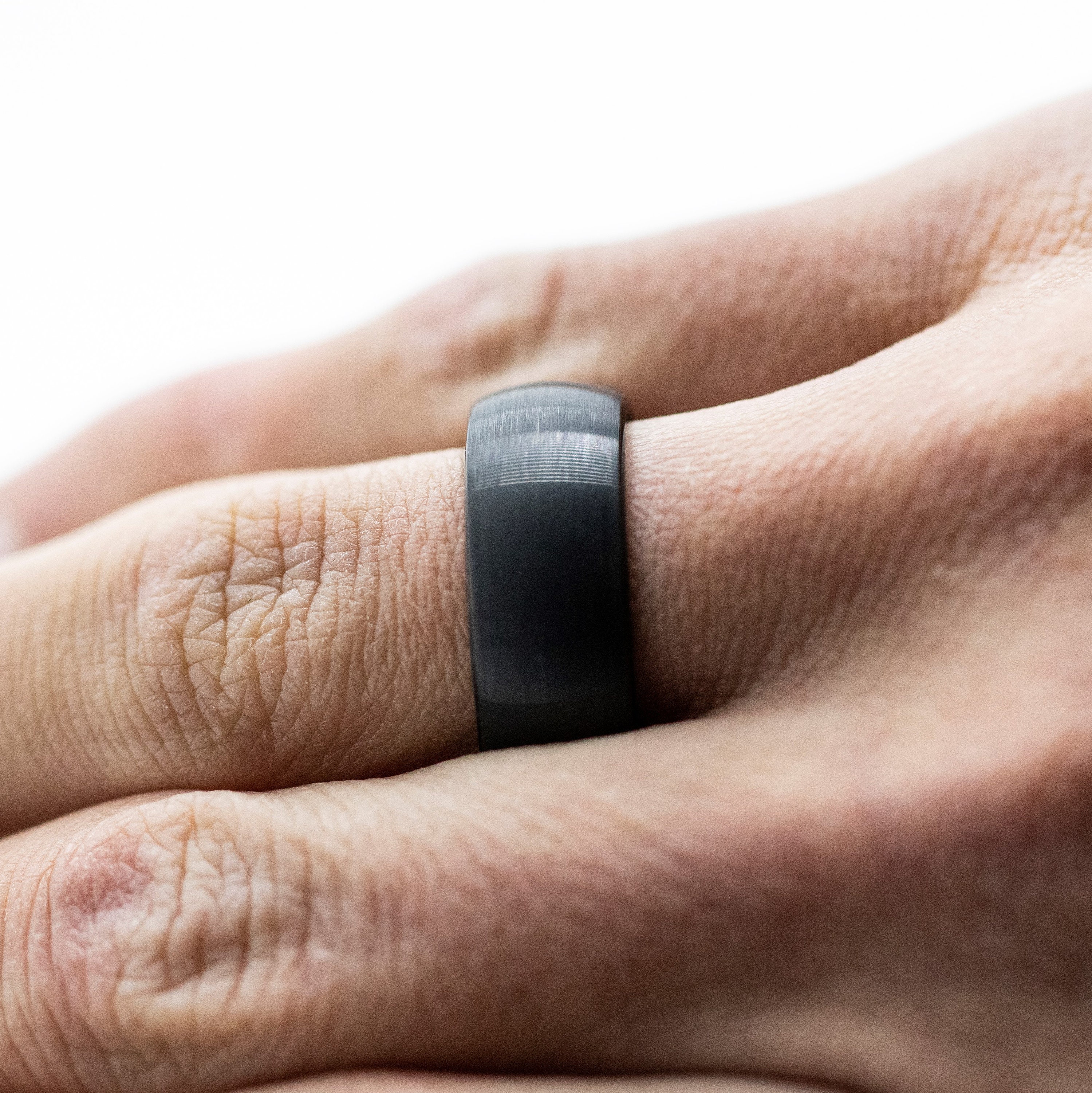 8mm Tungsten Carbide Black Concave Floral Wedding Band Ring – Men's Or Women's