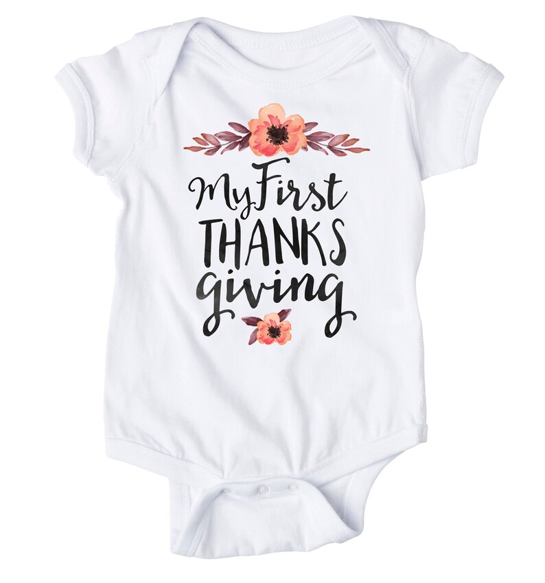 Baby Thanksgiving, Girl Thanksgiving,fall Baby Gift Watercolor Thanksgiving shirt boho My first thanksgiving Baby Holiday flowers