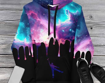 Cosmic Comfort Hoodie, Starry Night Gear, Perfect Gift for Space Enthusiasts, Galaxy Paint Drip Unisex Hoodie, Astronomy Shirt