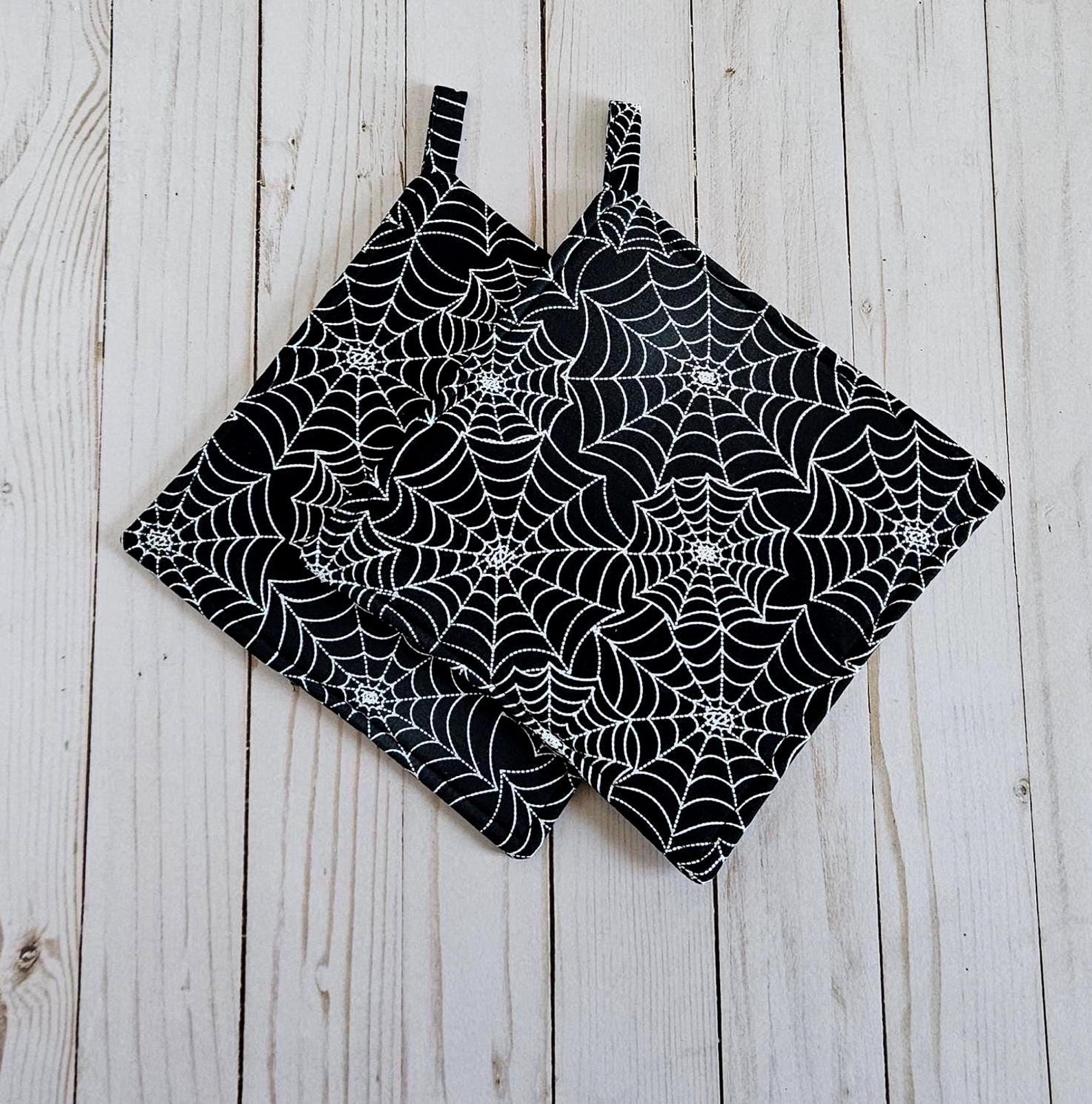 Spiderweb Potholders Set of 2 Halloween Kitchen Hot Pads
