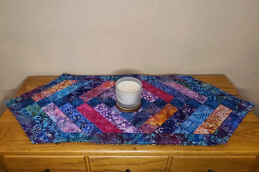 Batik Coffee Table Runner Friendship Braid Quilted Table Etsy