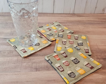 Fabric Coasters - Set of Four Handmade Drink Mat - Gift for Men