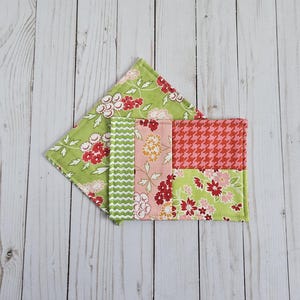 Patchwork Mug Rug | Reversible Floral Coffee Coaster | Handmade Gift for Mom