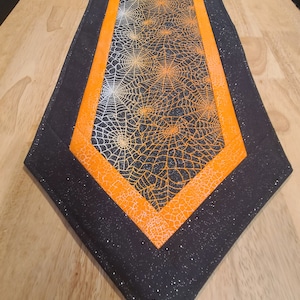 Halloween Table Runner -  Orange and Black Spiderweb Decoration