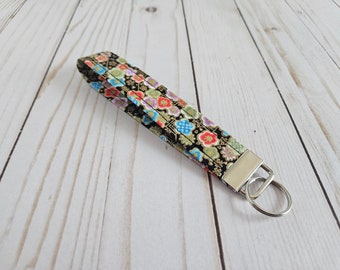 Cherry Blossom Wristlet Keychain: Japanese Floral Key Fob