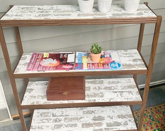 Vintage Mid Century Metal Book Rack – Adjustable Display Shelf