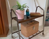 Vintage Mid Century Modern Rolling Cart Bar Cart Bookshelf TV Stand