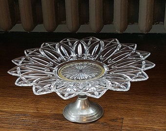 Vintage Cake-Dessert-Cheese Plate-Sterling Silver Pedestal Duchin Creation