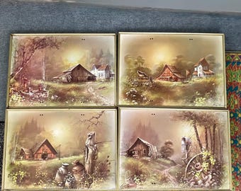 Vintage Mid Century Set of 4 with Cart TV Tray- Mid Century-Andres Orpinas.