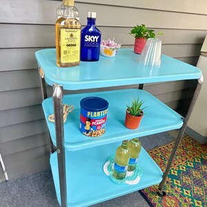 Vintage Mid Century Rolling  Bar Cart Trolley/Bookshelf/Kitchen Cosco Cart Entryway Landing Zone