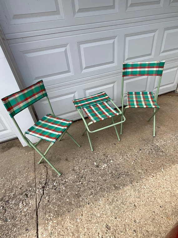 Vintage metal Set of Chairs Mid Century-Folding Chairs Occasional  Chairs