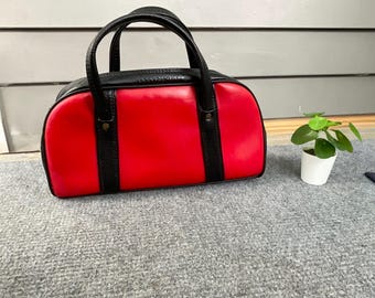 Vintage Red  Small duffel bag– Hobby Carrying Case, Storage Lunch Box/ Gym bag