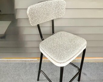 Vintage Cosco Style Stool/ Seat/ Chair/ - Kitchen stool - Black and White vinyl -adjustable seat back