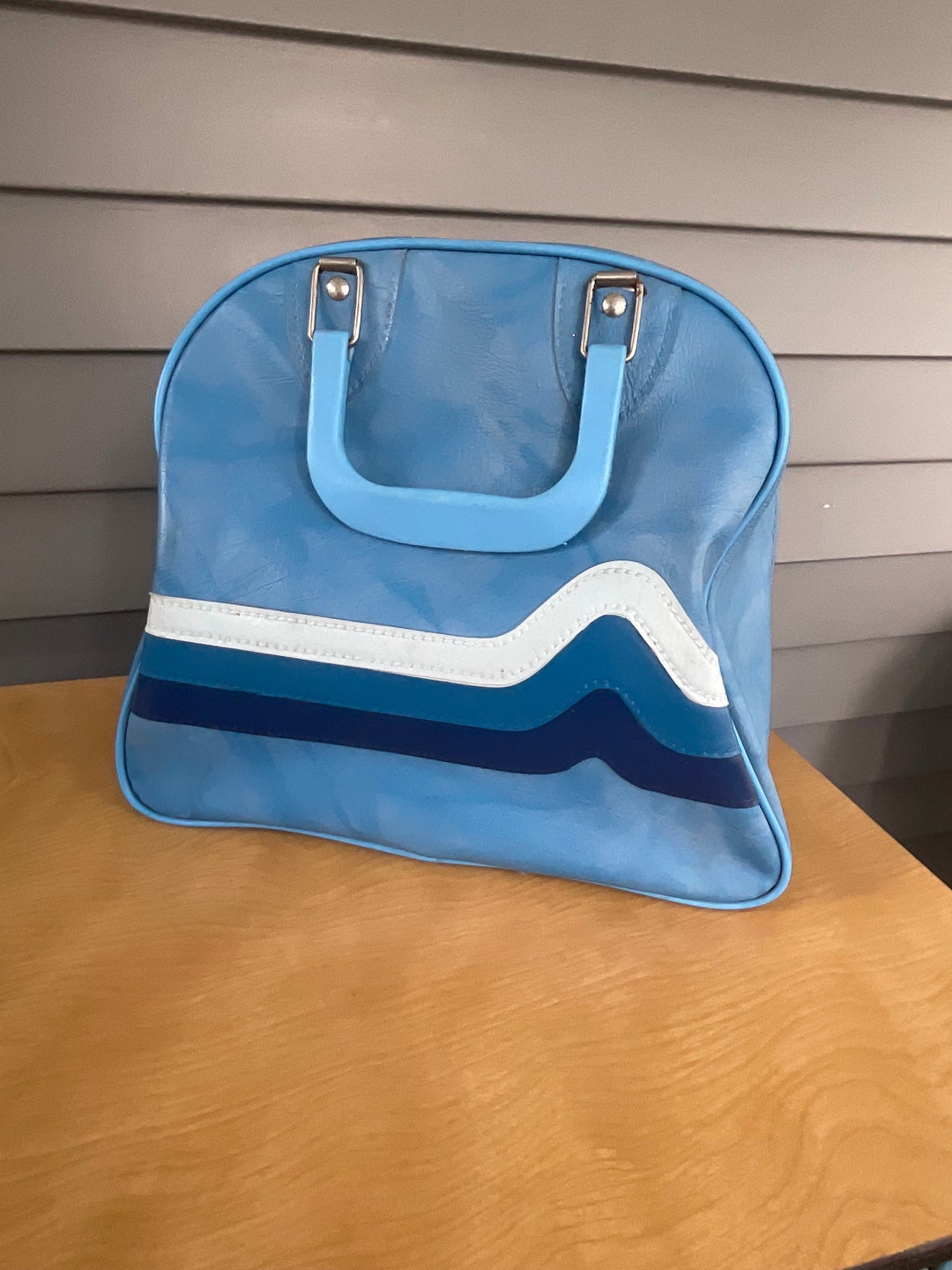 Brunswick Vintage Bowling Ball Bag Craft Carrierpurseblue Etsy