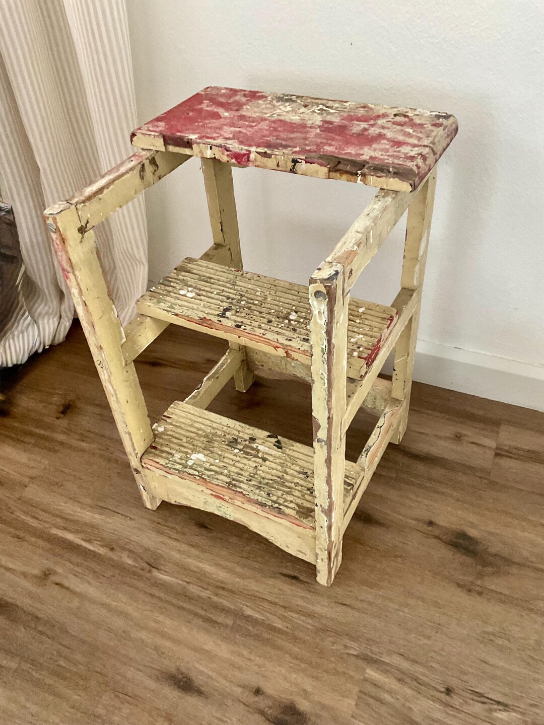 Vintage Wooden Step Stool Chair – Mid-century Kitchen Stairs Wood - Etsy