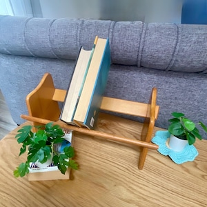 Vintage Wood Book Rack- Mid Century - Magazine Rack- Book Shelf - Table Top