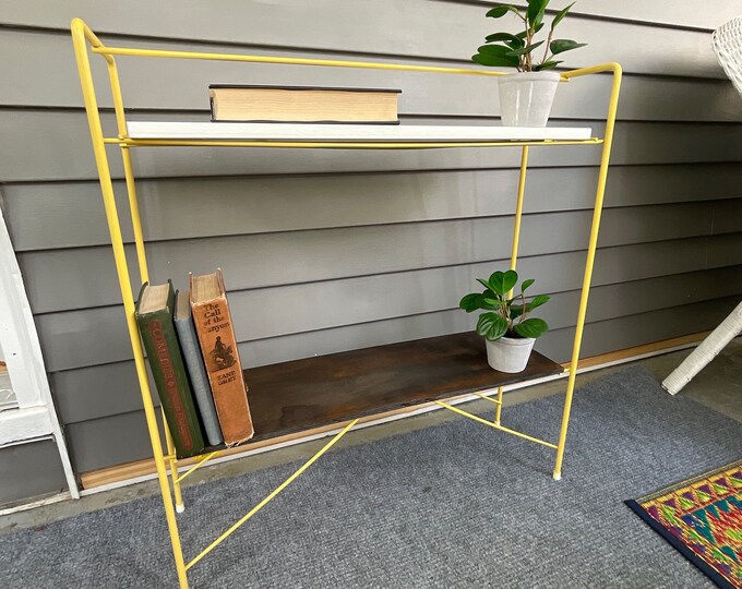 Vintage Wire Book Rack Mid Century Magazine Rack Book Shelf Floor Rack