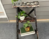 Vintage Upcycled Portable Bar Plant Stand Book Shelf Vintage Stand - Step stool- Primitive Shelving