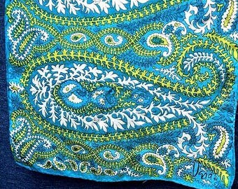Vintage vera Neuman Paisley Scarf -  Blue Scarf