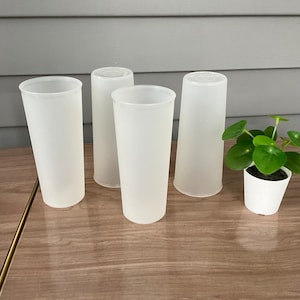 Opaque White Vintage Tupperware Tumblers/Cups - Plastic Cups - Made in USA - Set of 4