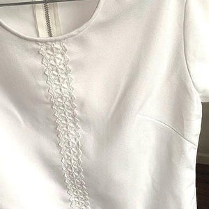 Vintage White Dress with Lace Trim