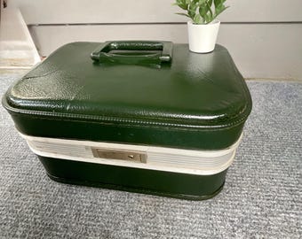 Vintage Upcycled Small Suitcase - Storage - Polka Dot Pattern-Wedding card holder- Mini- Briefcase- Craft carrier