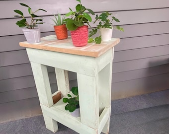 Vintage Side Table-Entryway Drop Zone-Bar Cart/Night Stand/End Table - Vintage- Industrial - Plant Stand