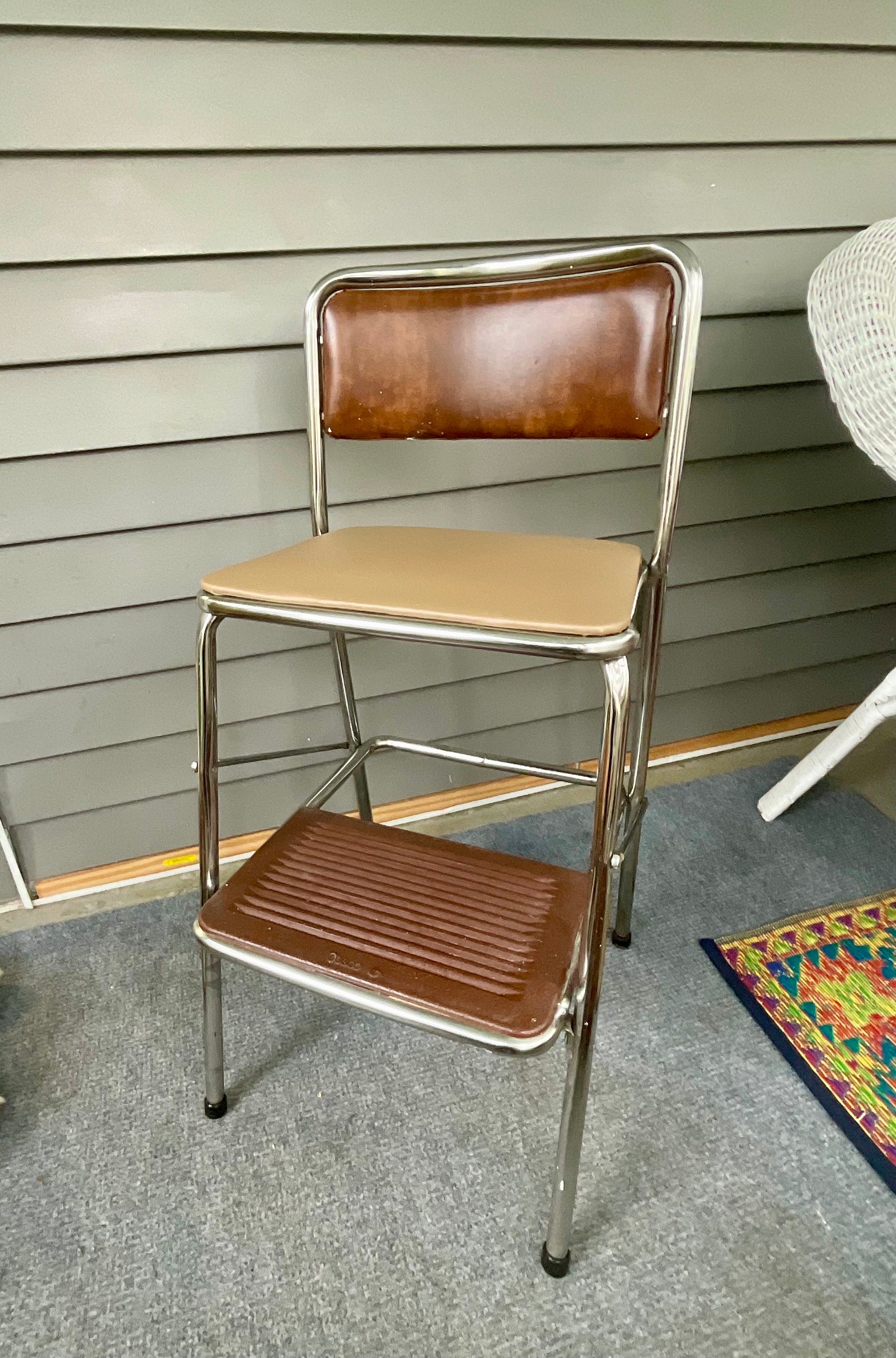 Vinyl Vintage Step Stool Chair Cosco Retro Step Stool At Auction