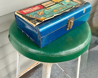 Vintage Blue Metal Toolbox – Bern’s-O-matic Craft Storage Case
