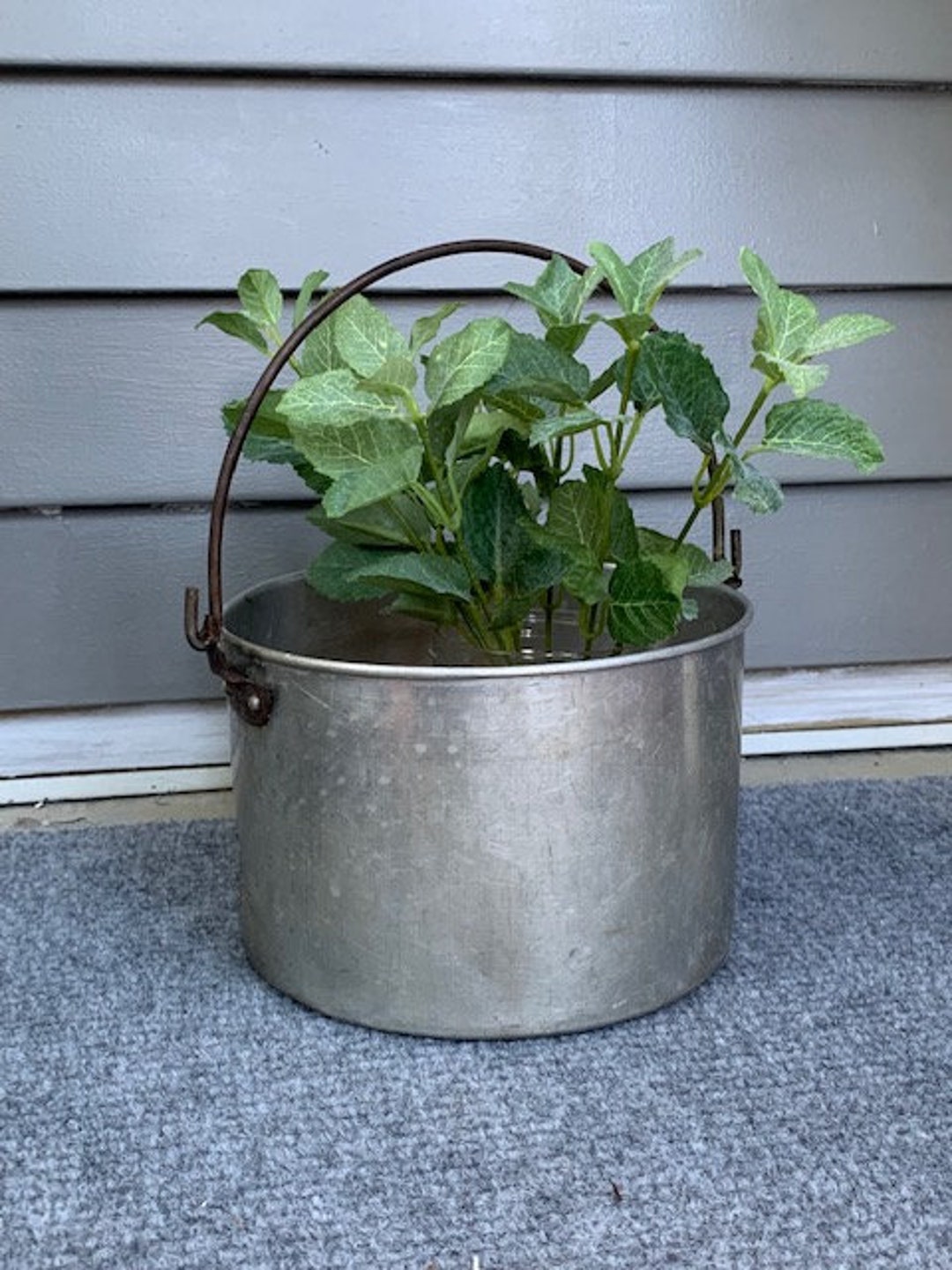 Vintage Tin Pail/bucket With Handle Industrial Aluminum Etsy