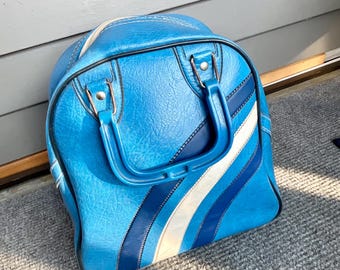 Vintage bowling ball bag - blue striped