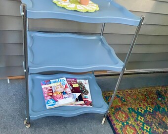 Vintage Mid Century Rolling  Bar Cart Trolley/Bookshelf/Kitchen Cosco Style Cart Entryway Landing Zone