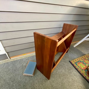 Vintage Wood Book Rack Mid Century Magazine Rack Book Shelf Table Top ...
