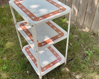 Vintage Mid Century Rolling  Bar Cart Trolley/Bookshelf/Kitchen Cosco style Cart Entryway Landing Zone-kitchen Island