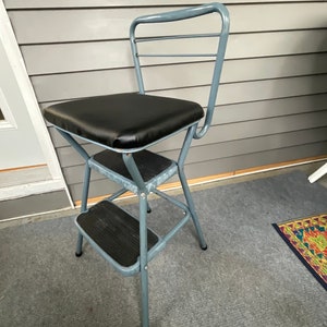 Vintage Flip up Cosco Step Stool/ Chair Kitchen Stool Blue