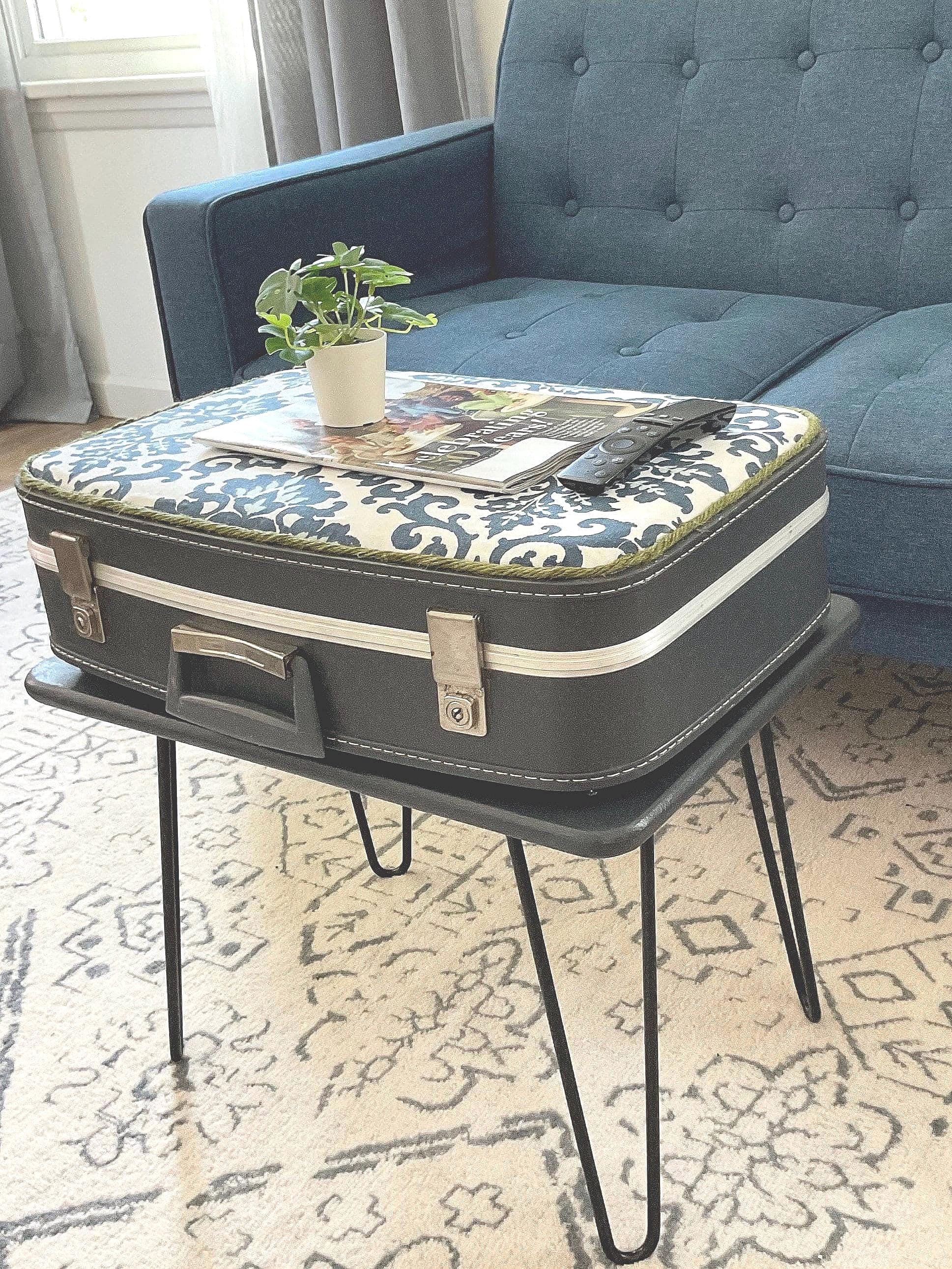 Vintage Suitcase Table Upcycled coffee Table night Stand bar entryway Drop Zone storage Etsy