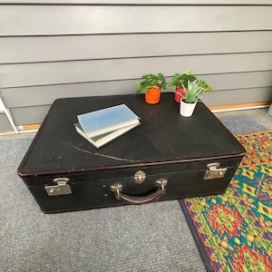 Vintage Large Suitcase-Storage Trunk-Storage -Vintage Luggage-Keys-Mid Century Modern