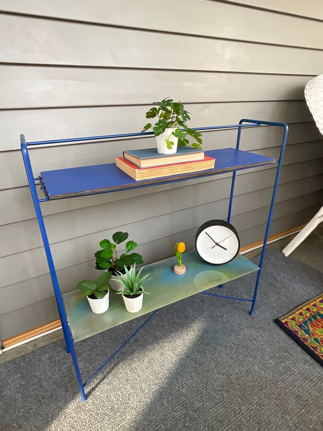 Vintage Wire Book Rack Mid Century Magazine Rack Book Shelf Floor Rack Night Stand Console Table