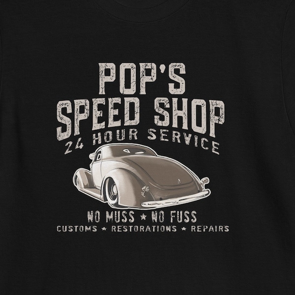 | de Pop’s Speed Shop T-shirt Hot Rod | Chemise Rat Rod | Voiture Guy T Shirt | culture automobile | Hot Rods vintage | Tige de rue
