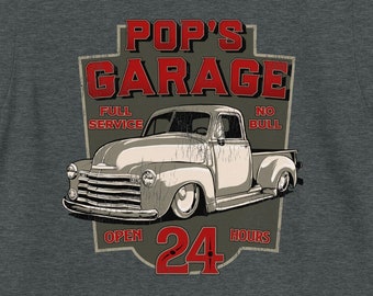 Pop's Garage Hot Rod Shirt | Hot Rod Shirt | Rat Rod T Shirt | Classic Truck Shirt | Speed Shop Tee | Gift for Grandfather | Pop
