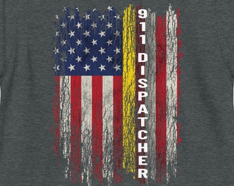 Thin Gold Line 911 Dispatcher Shirt | American Flag Gold Line Shirt | 911 Dispatcher Shirt| Emergency Operator T-Shirt | Police Fire EMS
