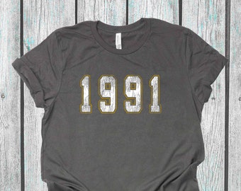 1991 Birthday T-Shirt For Men - Custom Birth Year Shirt - 33rd Birthday Gift Idea - Sizes F/Sm