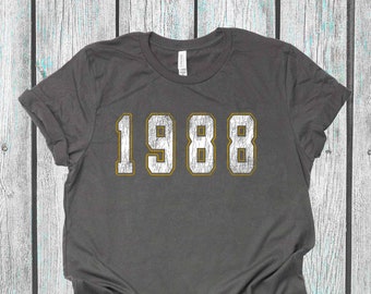 1988 Birthday Shirt | Vintage 1988 Tee | Birthday TShirt for 1988 | Team Colors | Born in 1988 | Unisex | Birthday Gift Shirt | Vintage Tee