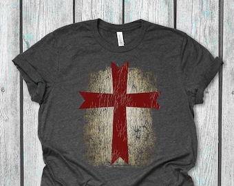 Knight Templar Cross TShirt | Templar Knight | Christian TShirt | Deus Vult | Crusader TShirt | Knights Templar Tee | Cross TShirt | Knight