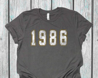 1986 Birthday Shirt | Vintage 1986 Tee | Birthday TShirt for 1986 | Team Colors | Born in 1986 | Unisex | Birthday Gift Shirt | Vintage Tee